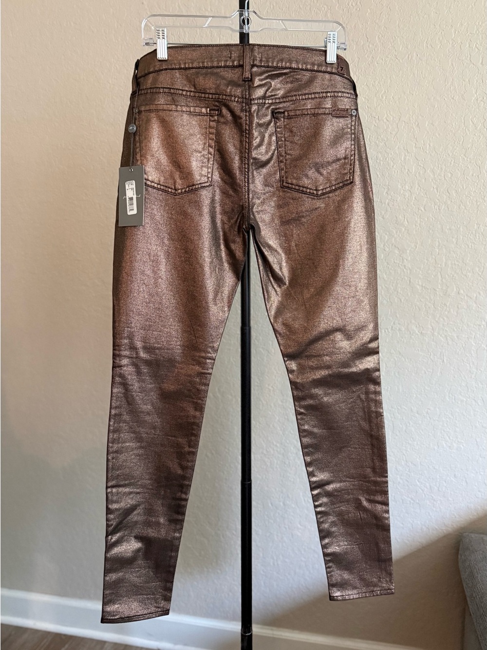 7 For All Mankind Copper Metallic Bronze Skinny Jeans - 30 - Picture 10 of 16